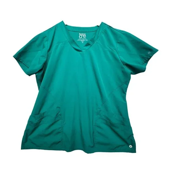 Barco One Womens Pulse Top Medical Scrubs Shirt Size XL Green Short Sleeves - Picture 2 of 9